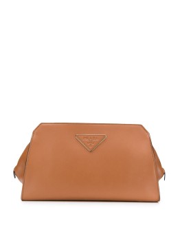 top zip calf leather clutch bag