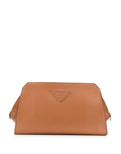 top zip calf leather clutch bag