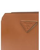 top zip calf leather clutch bag