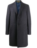 glen plaid single-breasted coat