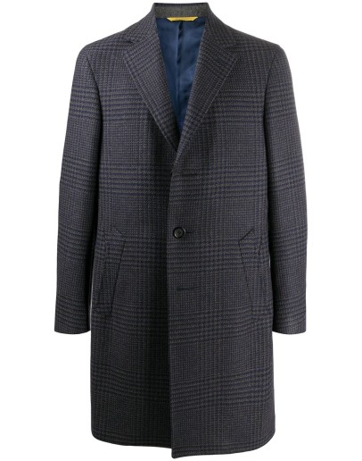 glen plaid single-breasted coat