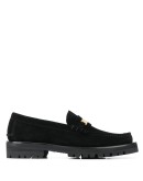logo plaque suede loafers