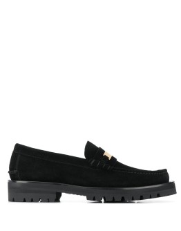 logo plaque suede loafers