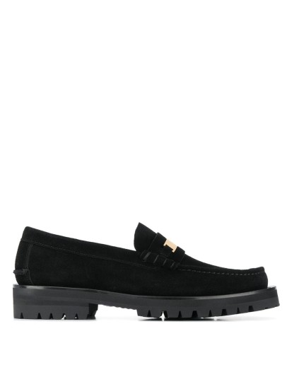logo plaque suede loafers