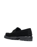 logo plaque suede loafers