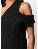 cable knit off-shoulder top