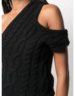 cable knit off-shoulder top