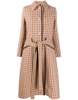 check-print midi coat