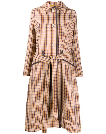 check-print midi coat