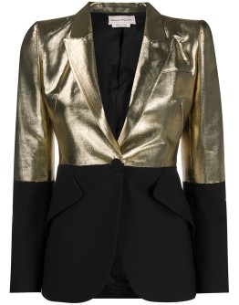 block tone gold and black blazer jacket