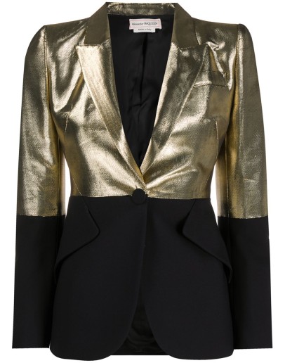 block tone gold and black blazer jacket