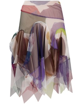 asymmetric panelled skirt