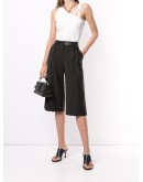 leather waistband knee-length shorts
