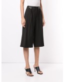 leather waistband knee-length shorts