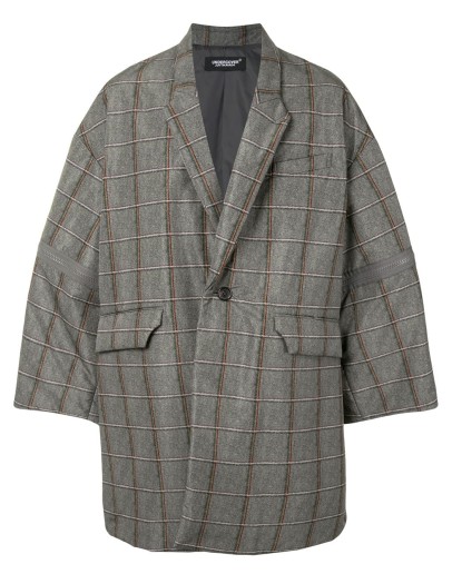 oversize check print coat
