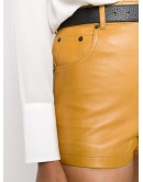 lambskin leather shorts