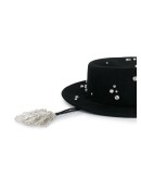 crystal-embellished canotier hat