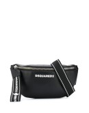 logo leather belt bag with statement zip