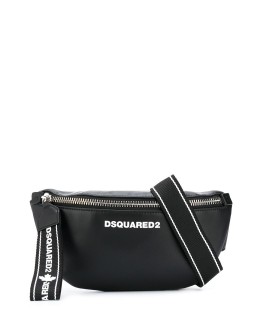 logo leather belt bag with statement zip
