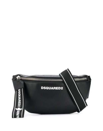logo leather belt bag with statement zip
