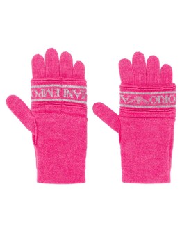 logo print knit gloves