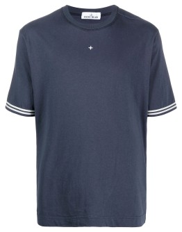 short-sleeved contrast trim T-shirt