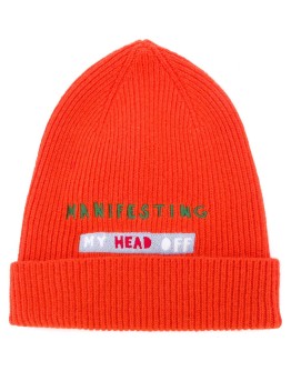 Manifesting embroidered slogan beanie