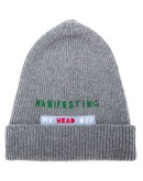 Manifesting embroidered slogan beanie