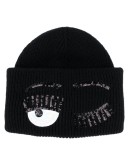Flirting logo embroidered beanie hat