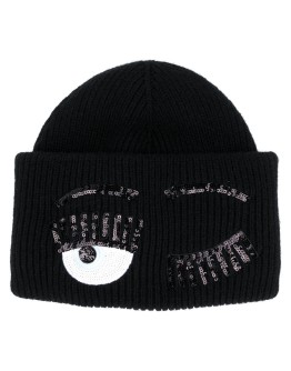 Flirting logo embroidered beanie hat