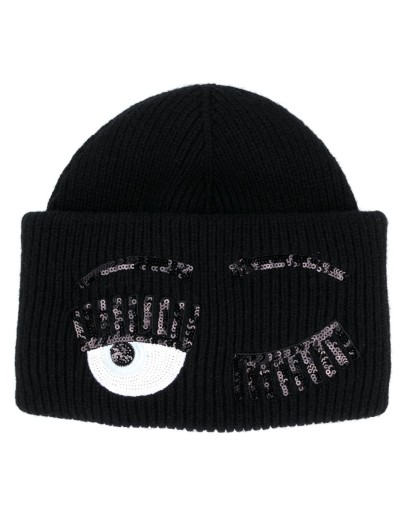Flirting logo embroidered beanie hat