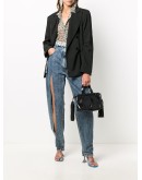 tassel-embellished embossed tote bag