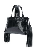 tassel-embellished embossed tote bag