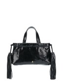 tassel-embellished embossed tote bag