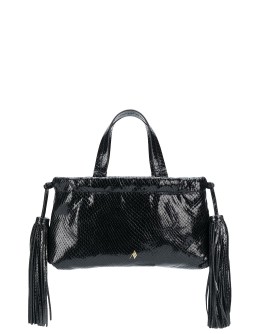 tassel-embellished embossed tote bag