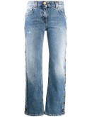 buttoned straight-leg jeans