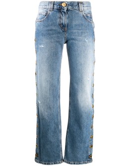 buttoned straight-leg jeans