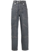 high-waisted denim trousers
