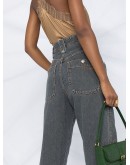 high-waisted denim trousers