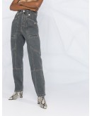 high-waisted denim trousers
