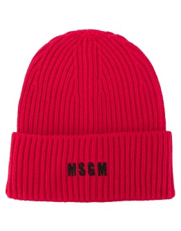 embroidered logo ribbed beanie