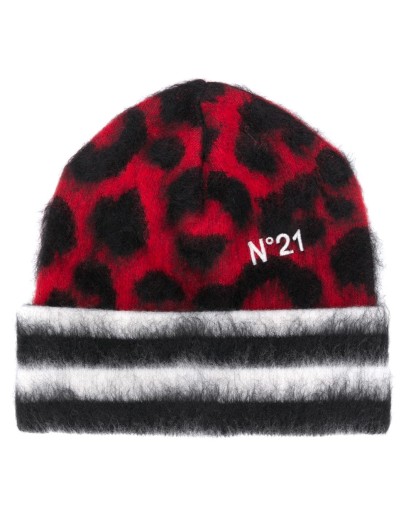 leopard-print beanie