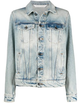  OVER LOGO DENIM JACKET LIGHT BLUE  WHITE 