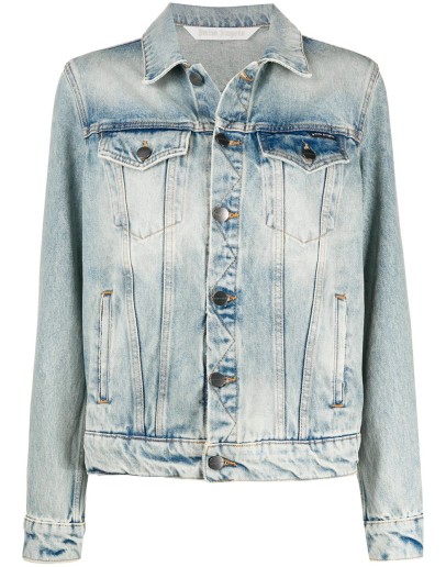  OVER LOGO DENIM JACKET LIGHT BLUE  WHITE 