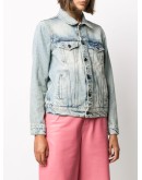 OVER LOGO DENIM JACKET LIGHT BLUE  WHITE 