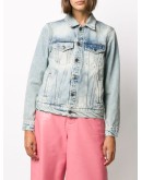  OVER LOGO DENIM JACKET LIGHT BLUE  WHITE 