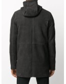 hooded suede coat