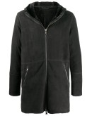hooded suede coat