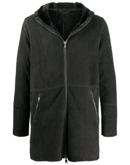 hooded suede coat