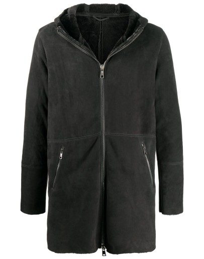 hooded suede coat
